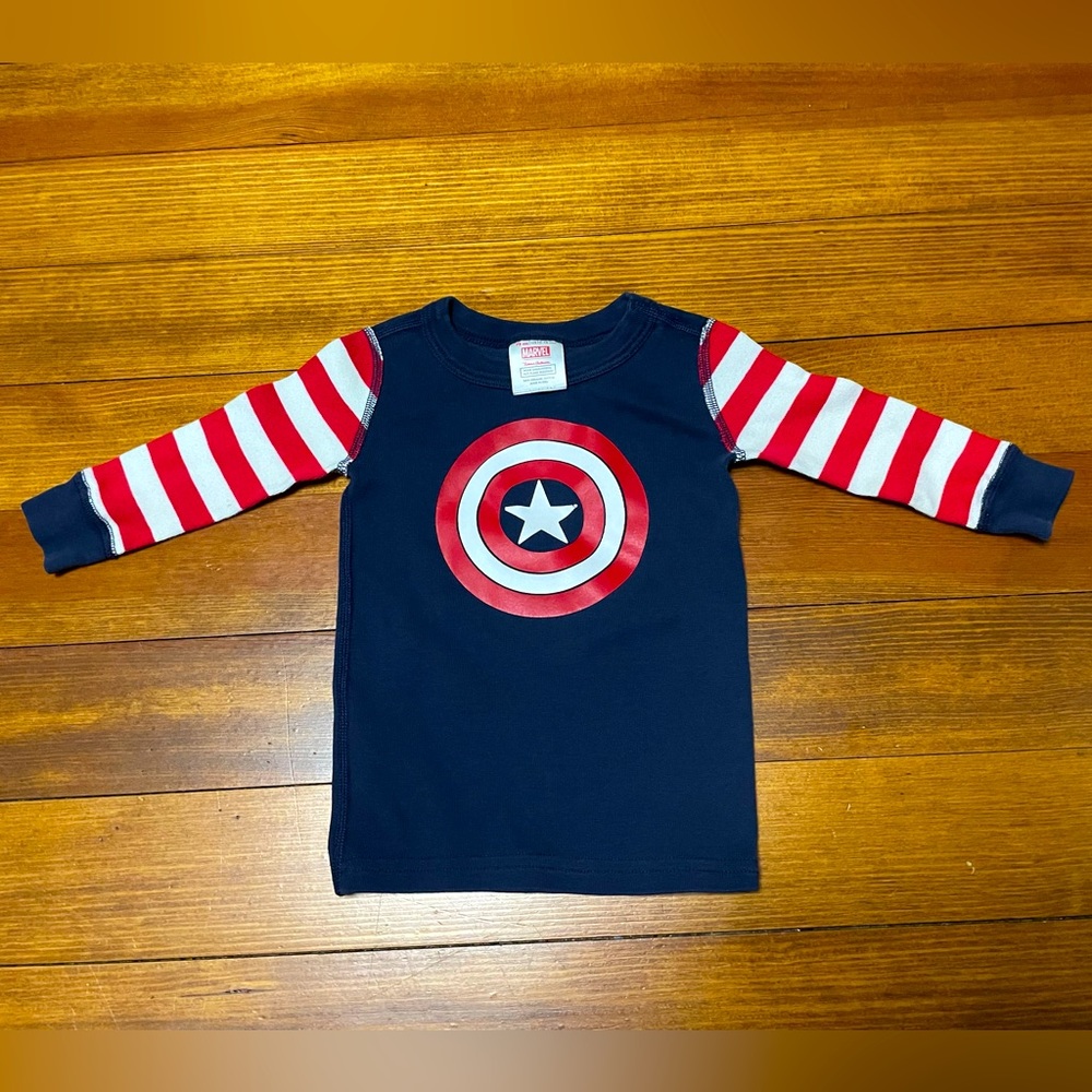 Hanna Andersson Marvel Captain America Long John Pajamas Top Size 75cm 12-18 Mon